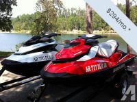 Sea-Doo Pair: One White 3 Seater, One Red 2 Seater